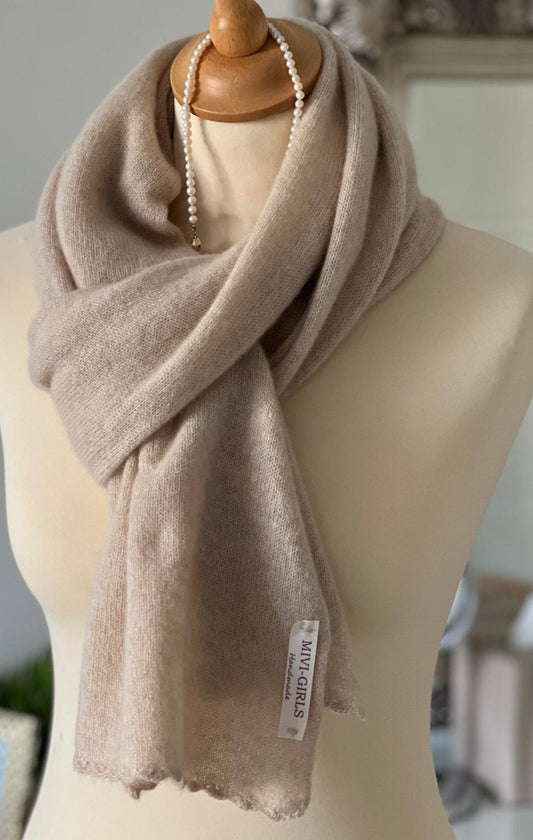 CASHMERE SCARF NATURAL SILVER