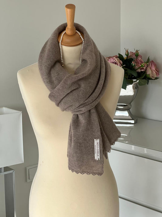 CASHMERE SCARF NATURAL BROWN